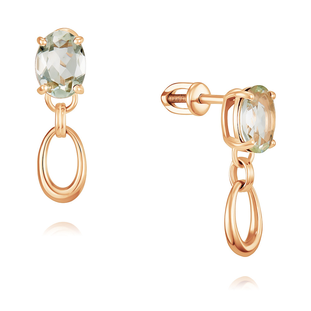

Серьги подвески из красного золота ADAMAS 21041101/01-А50-669, кварц, 21041101/01-А50-669