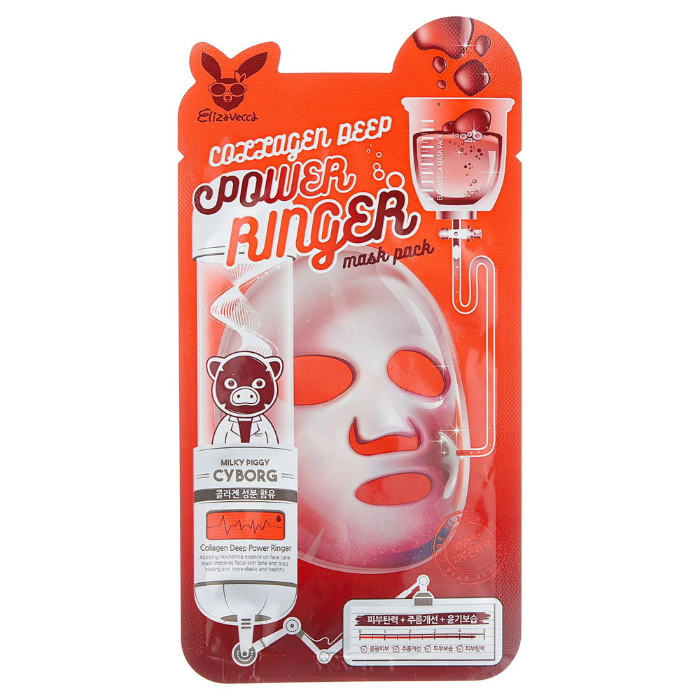 Маска для лица тканевая COLLAGEN DEEP POWER RING MASK PACK 23мл elizavecca collagen deep power ring mask pack маска для лица тканевая с коллагеном 23 мл
