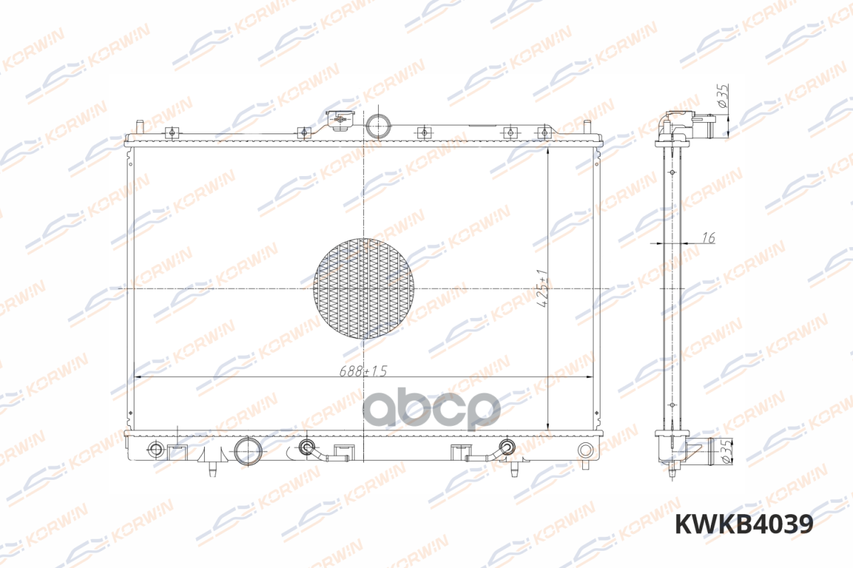 Радиатор Охлаждения Mitsubishi Outlander I 2.4 (02-09) At (Гарантия 2 Года) KORWIN арт. KW