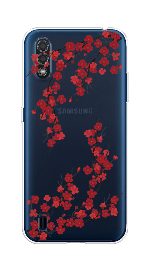 

Чехол на Samsung Galaxy M01 "Красная сакура", Красный;черный, 2101150-2