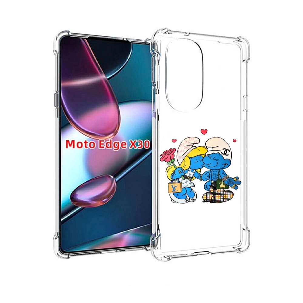 

Чехол MyPads модные-смурфики для Motorola Moto Edge X30, Прозрачный, Tocco