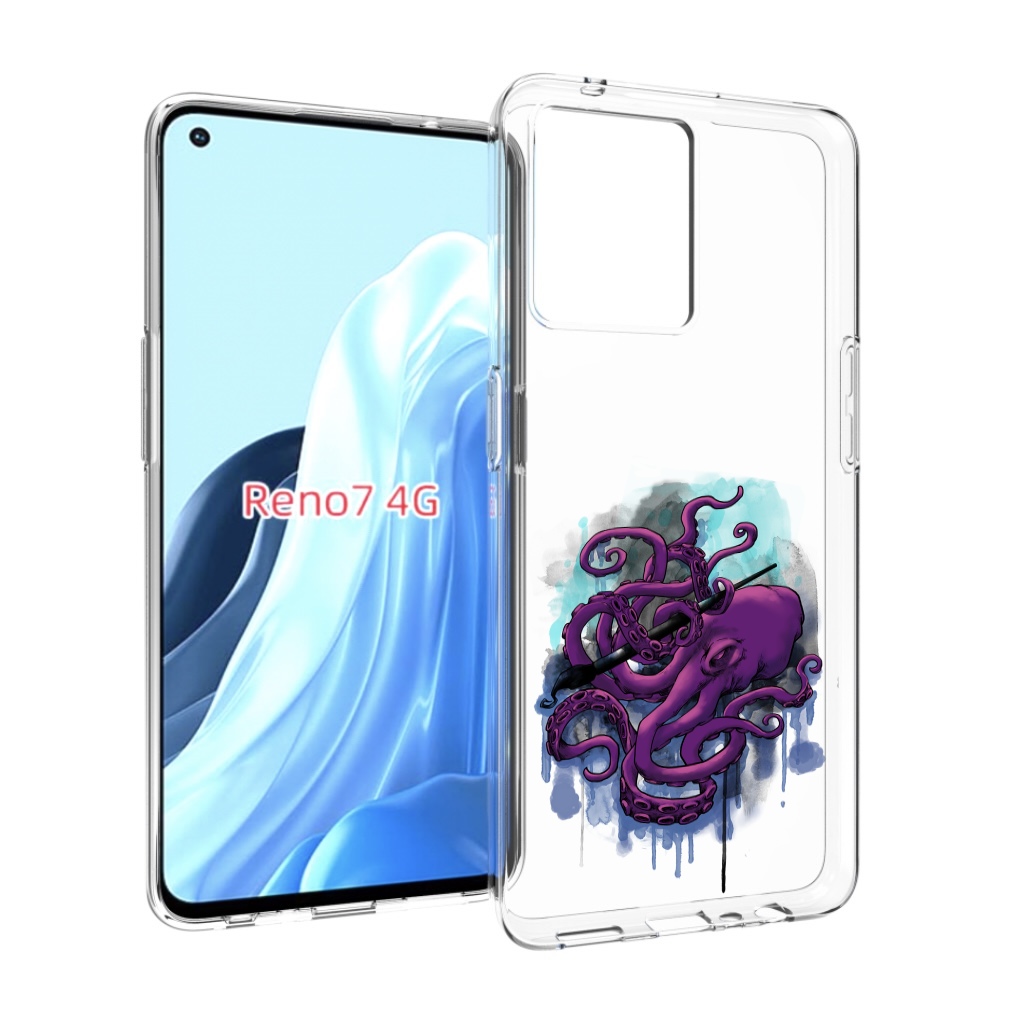 

Чехол MyPads фиолетовый осьминог для OPPO RENO 7 4G, Прозрачный, Tocco