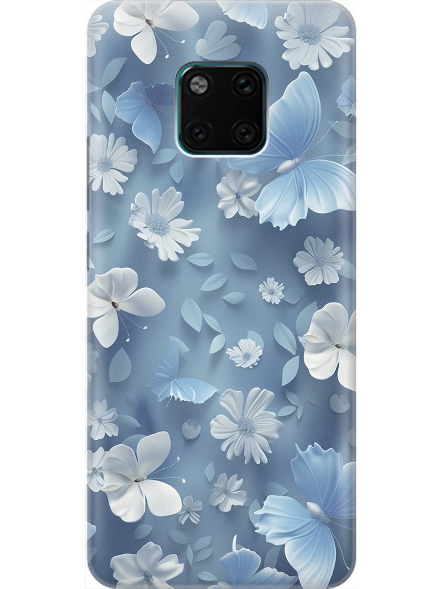 

Силиконовый чехол на Huawei Mate 20 Pro с принтом "Голубые бабочки", Прозрачный;белый;голубой, 719630010