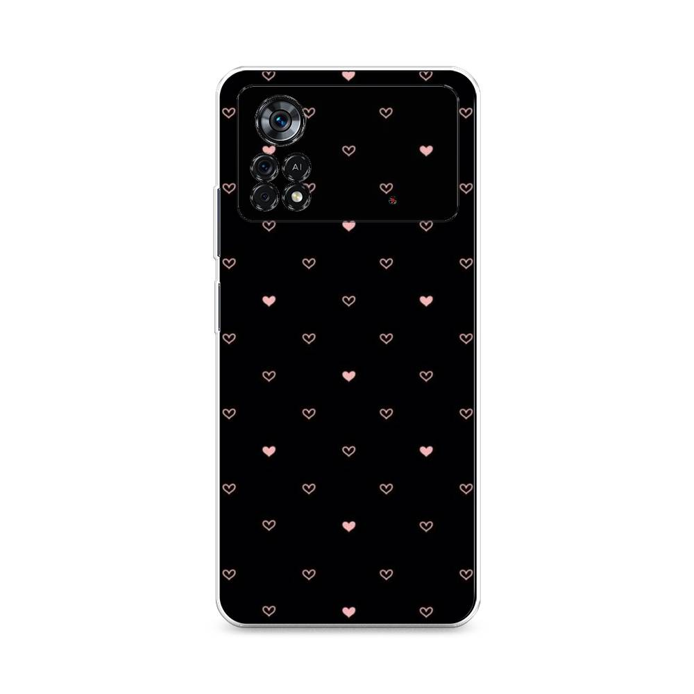 

Чехол Awog на Poco X4 Pro 5G "Черный фон и сердечки", Разноцветный, 313150-3