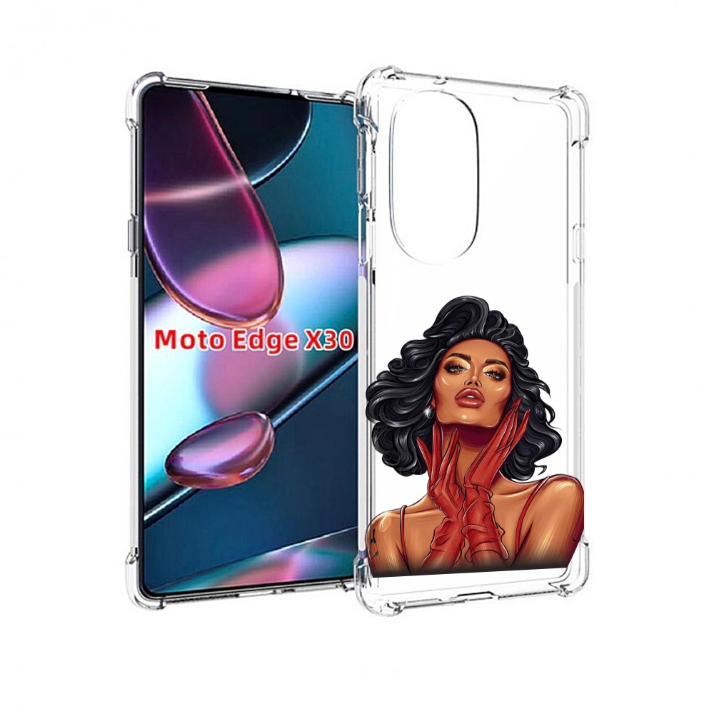 

Чехол MyPads мулатка-в-перчатках женский для Motorola Moto Edge X30, Прозрачный, Tocco