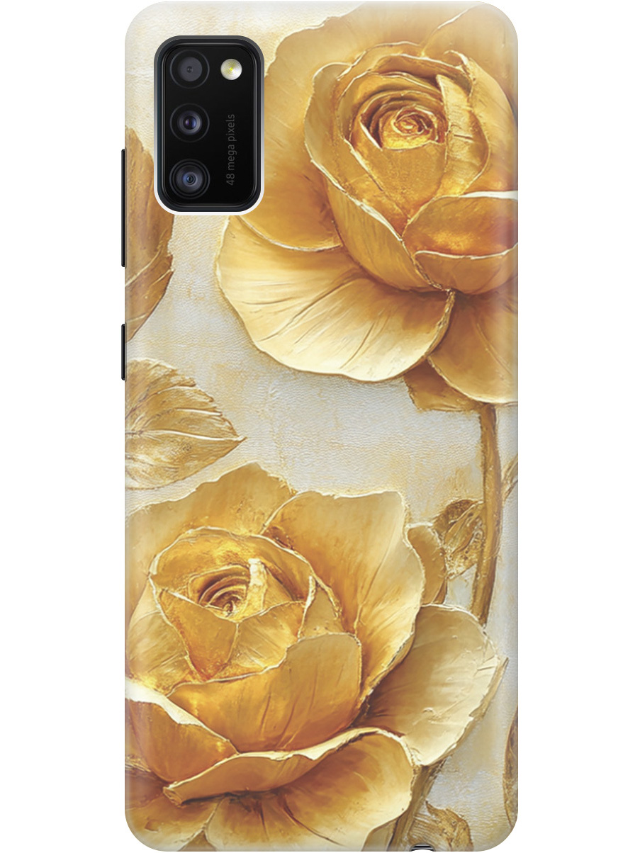 

Силиконовый чехол на Samsung Galaxy A41 с принтом "Золотые розы", Прозрачный;золотистый;белый, 722821023