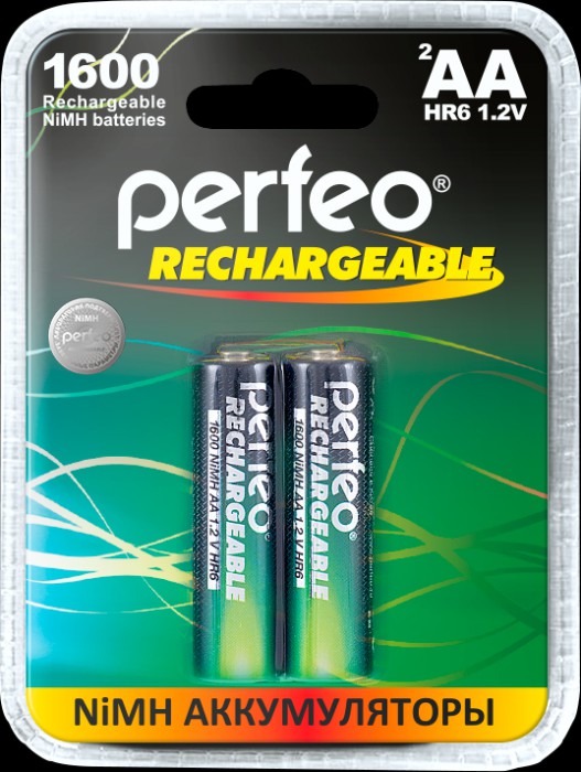 Аккумуляторные батарейки Perfeo AA1600mAh, 2 шт