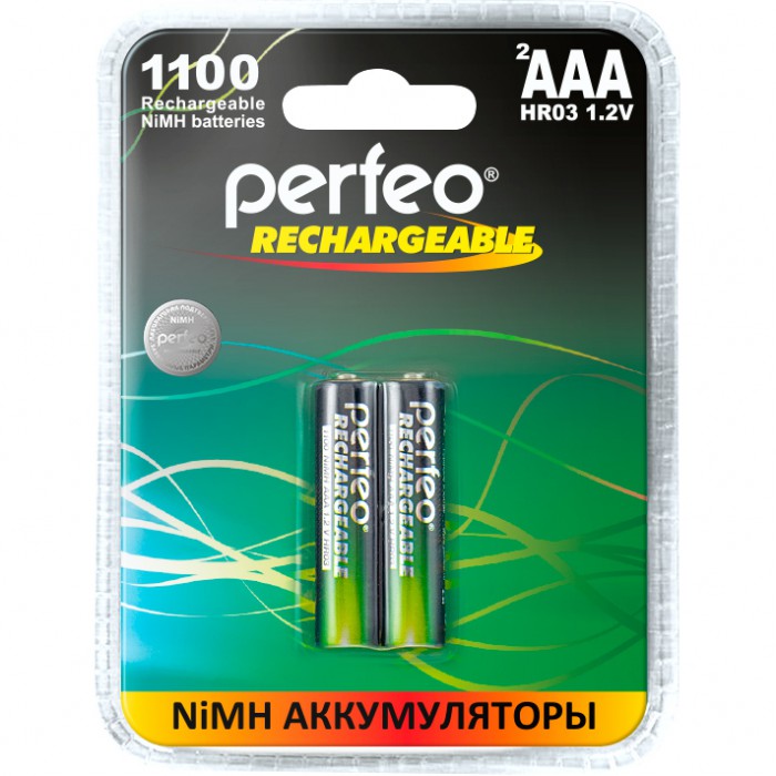 Аккумуляторные батарейки Perfeo AAA1100mAh, 2 шт