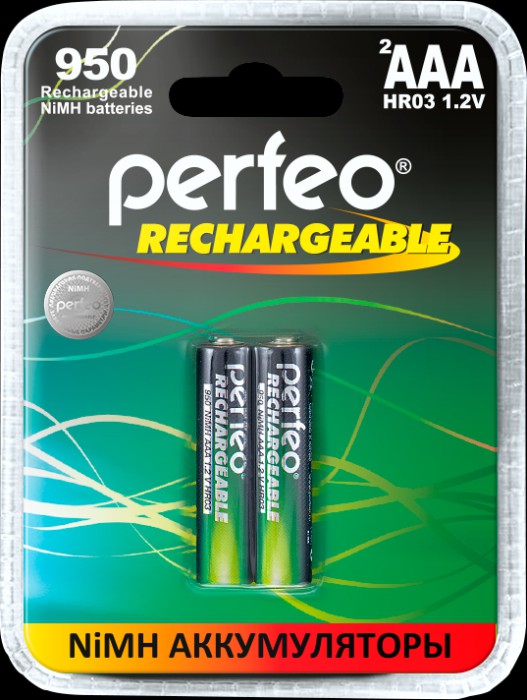 Аккумуляторные батарейки Perfeo AAA950mAh, 2 шт