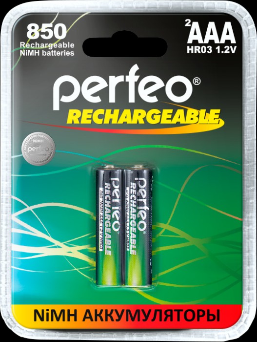 Аккумуляторные батарейки Perfeo AAA850mAh, 2 шт