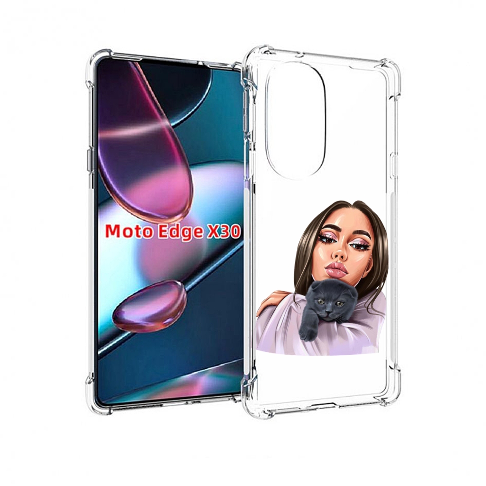 

Чехол MyPads нарисованная-девушка-с-котом женский для Motorola Moto Edge X30, Прозрачный, Tocco