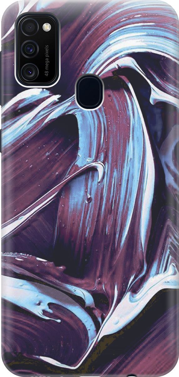 

Силиконовый чехол на Samsung Galaxy M21/M30s с принтом "Фиолетовые мазки", Голубой;фиолетовый, 7351