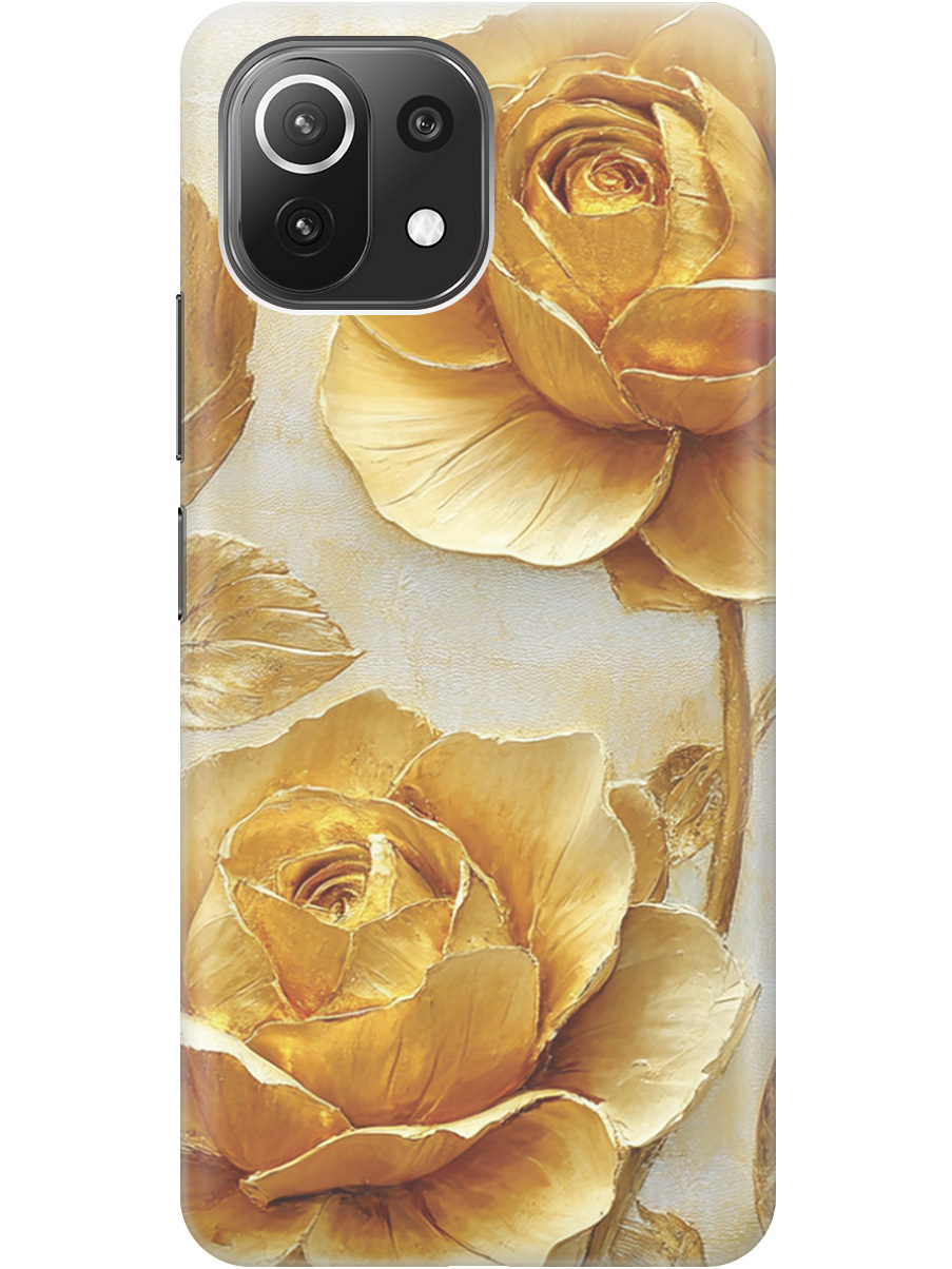 

Силиконовый чехол на Xiaomi Mi 11 Lite / 11 Lite 5G с принтом "Золотые розы", Прозрачный;золотистый;белый, 725173323