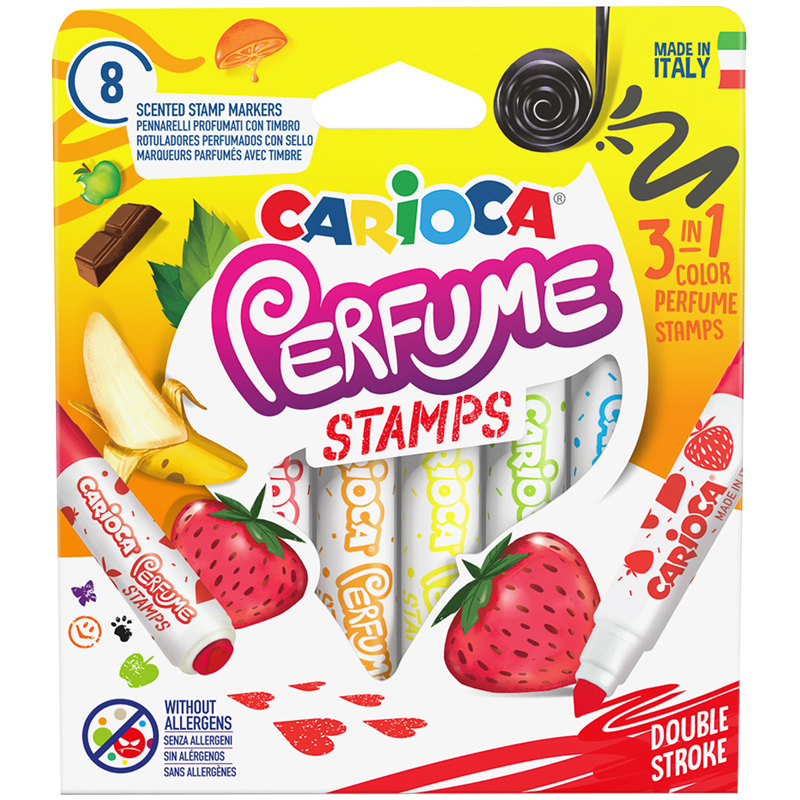 Фломастеры-штампы двусторонние Carioca Perfume Stamps, 08цв., ароматизированные, смываемые