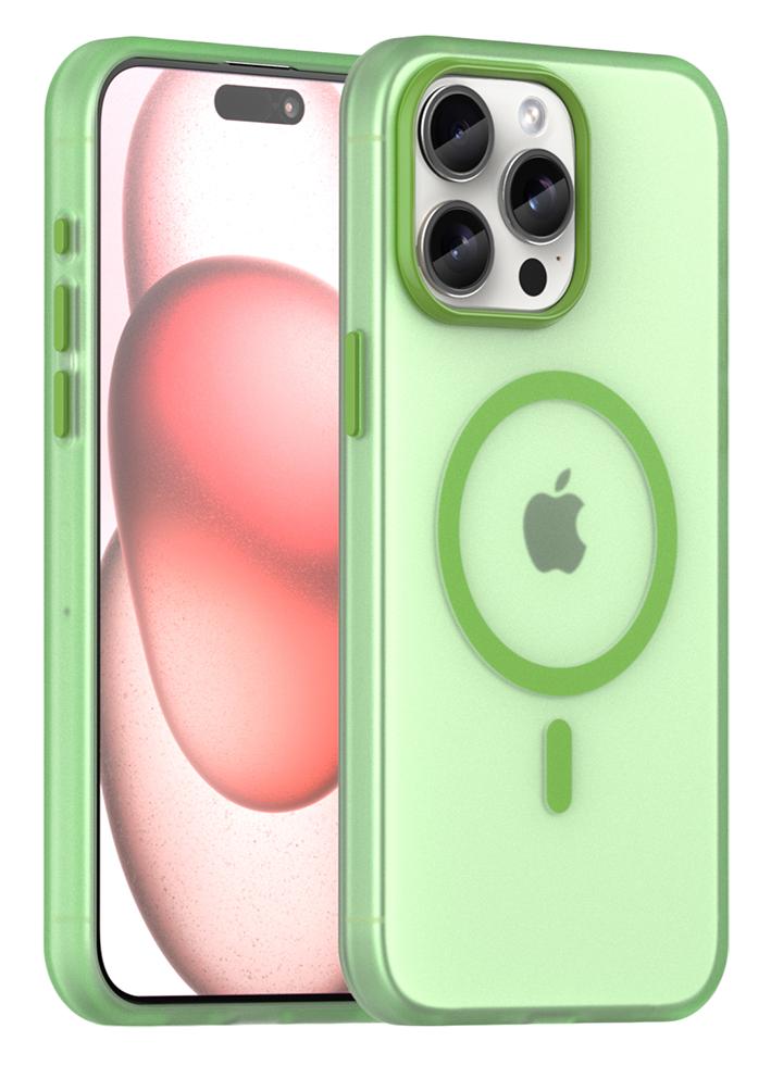 

Чехол Caseport Frosted Magnetic для iPhone 15 Pro Max, мягкий усиленный с MagSafe, зеленый, MagSafe