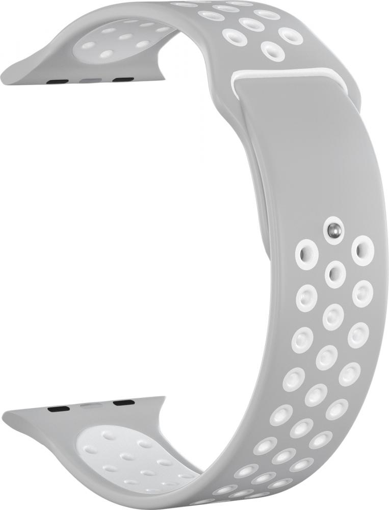 

Ремешок силиконовый GSMIN Sport Edition для Apple Watch 38/40mm (Серо-белый)