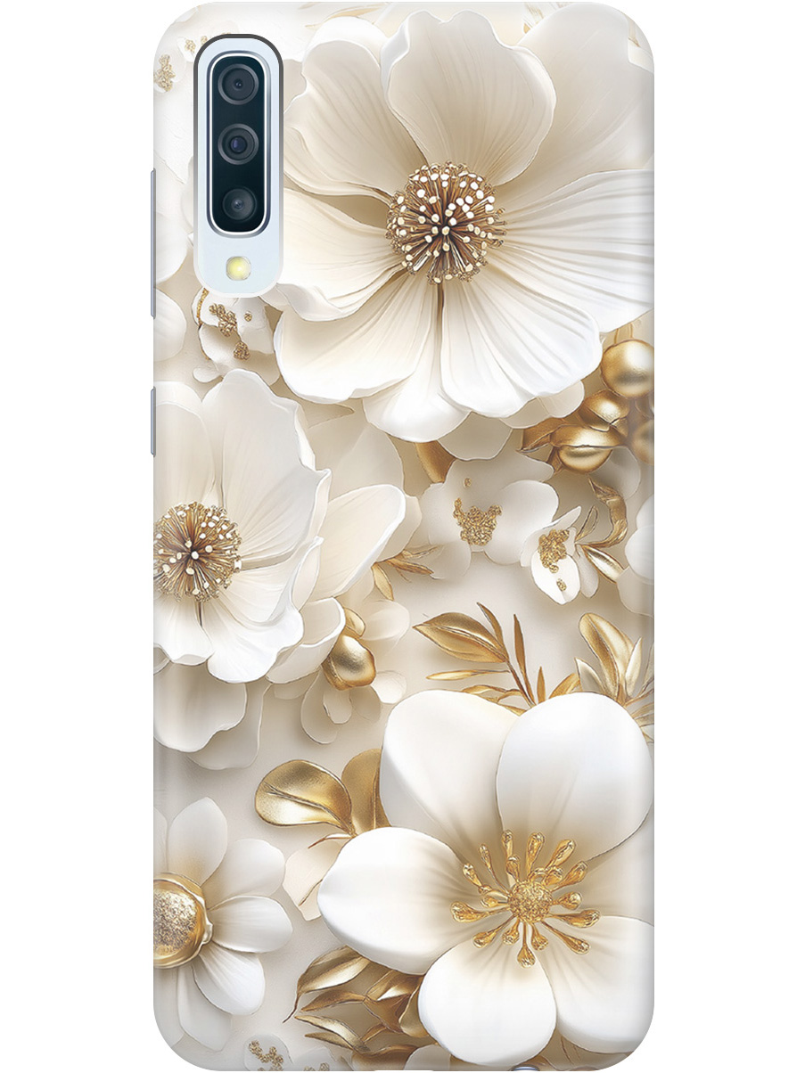 

Силиконовый чехол на Samsung Galaxy A50 / A50s / A30s с принтом "Золото на белых цветах", Прозрачный;белый;золотистый, 720772224
