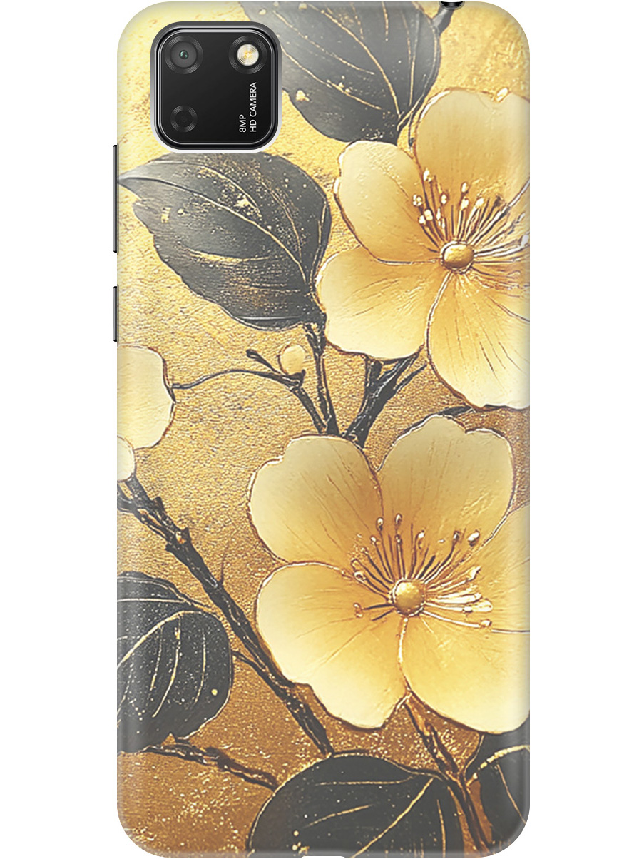 

Силиконовый чехол на Honor 9S / Huawei Y5P с принтом "Цветы и золото", Прозрачный;желтый;черный, 723100924