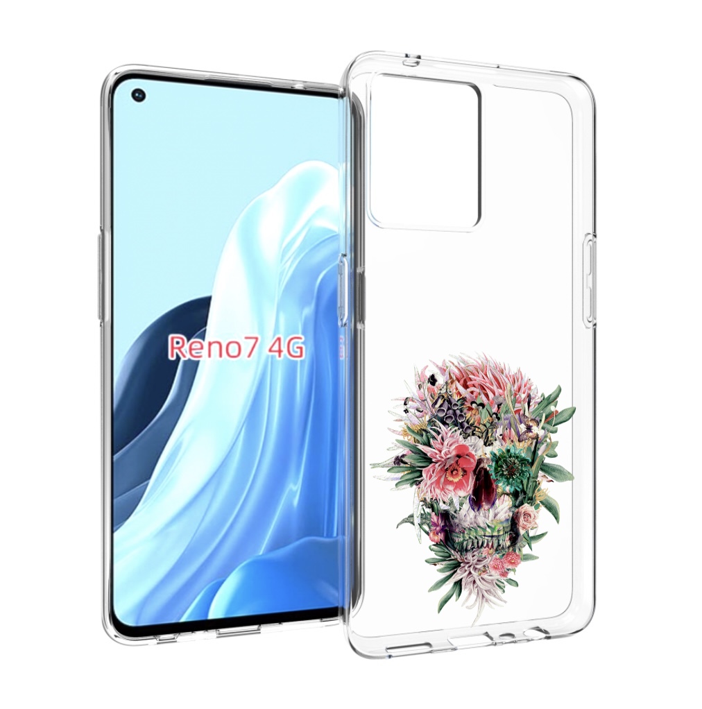 

Чехол MyPads череп из цветов для OPPO RENO 7 4G, Прозрачный, Tocco