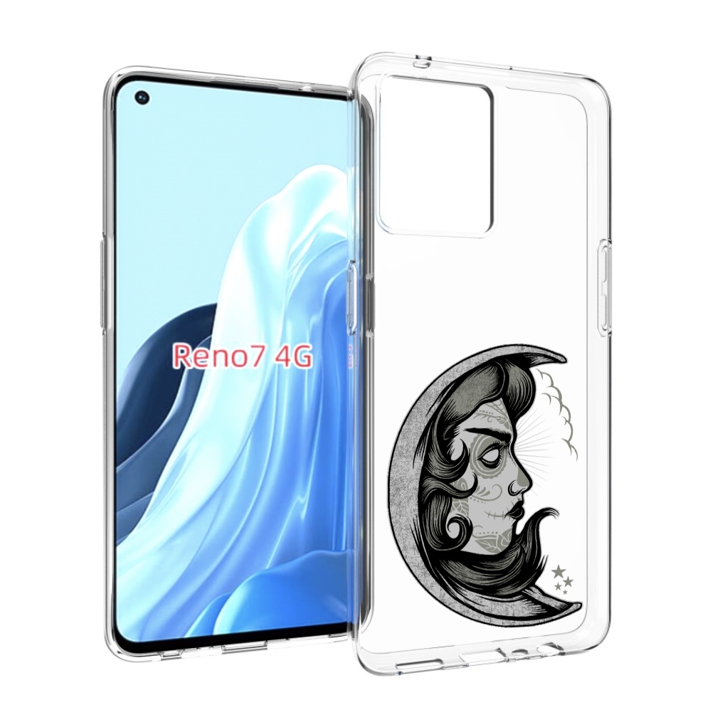 

Чехол MyPads черно белая луна с лицом для OPPO RENO 7 4G, Прозрачный, Tocco