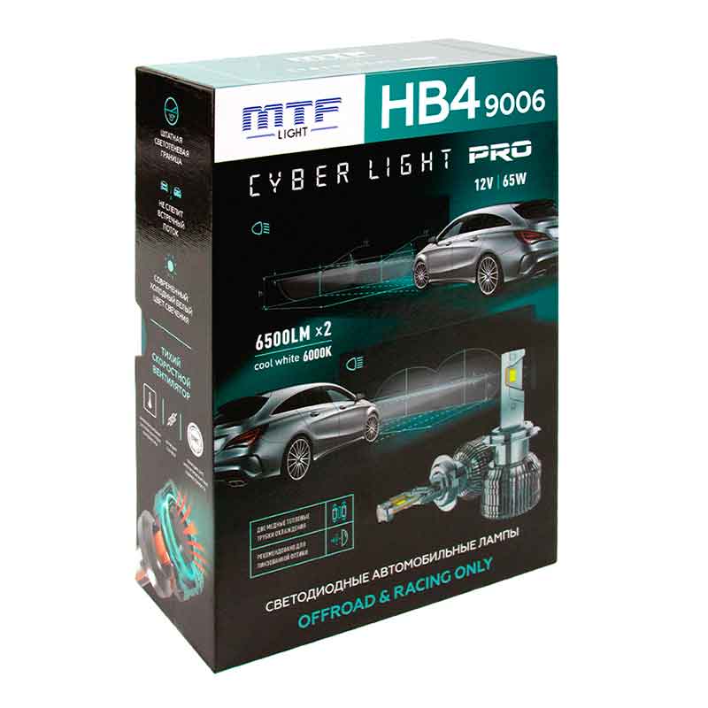 Светодиодные лампы MTF Light НB4(9006) Cyber Light PRO 12V, 65W, 6000К