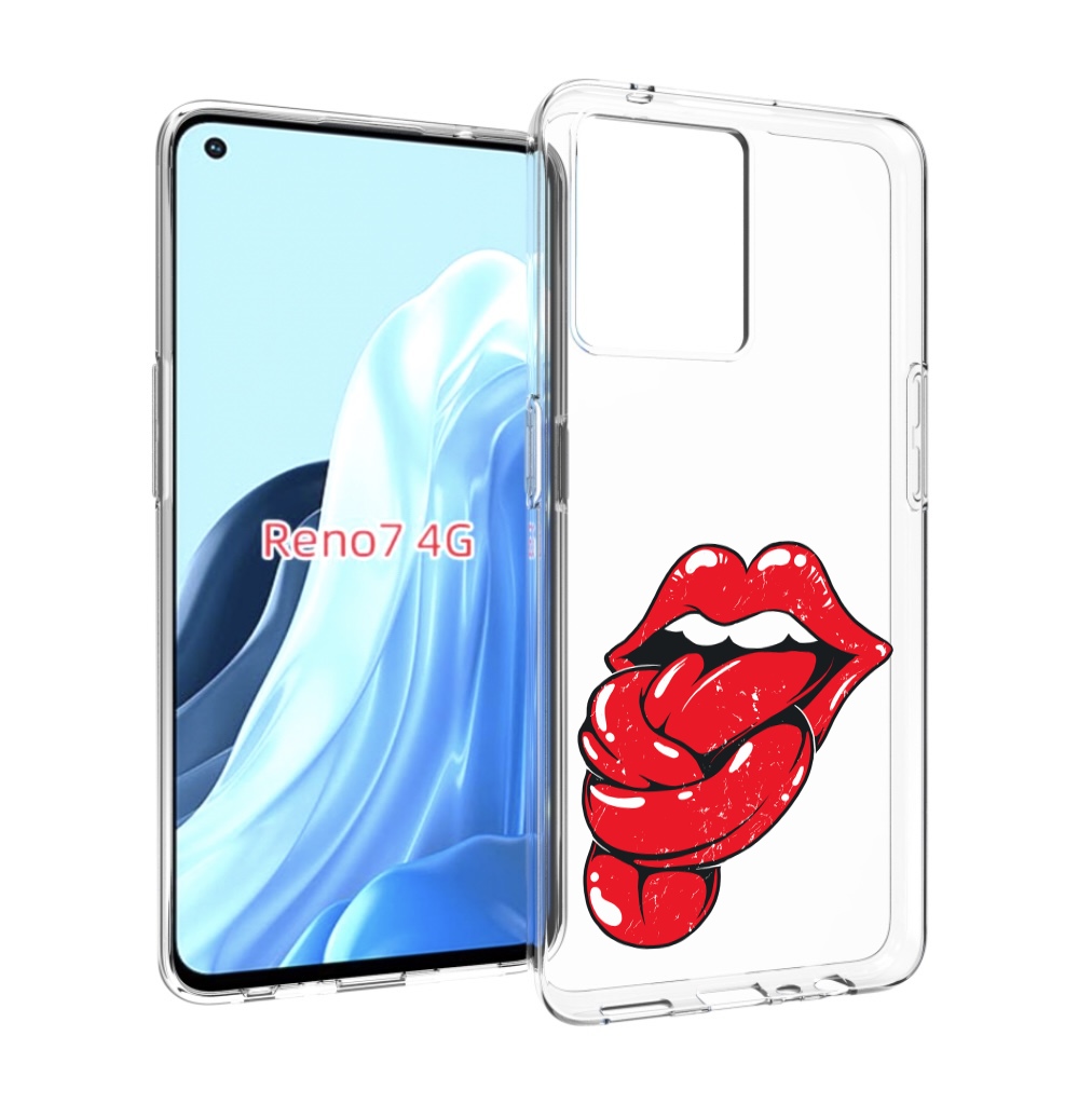 

Чехол MyPads яркие губы с языком для OPPO RENO 7 4G, Прозрачный, Tocco