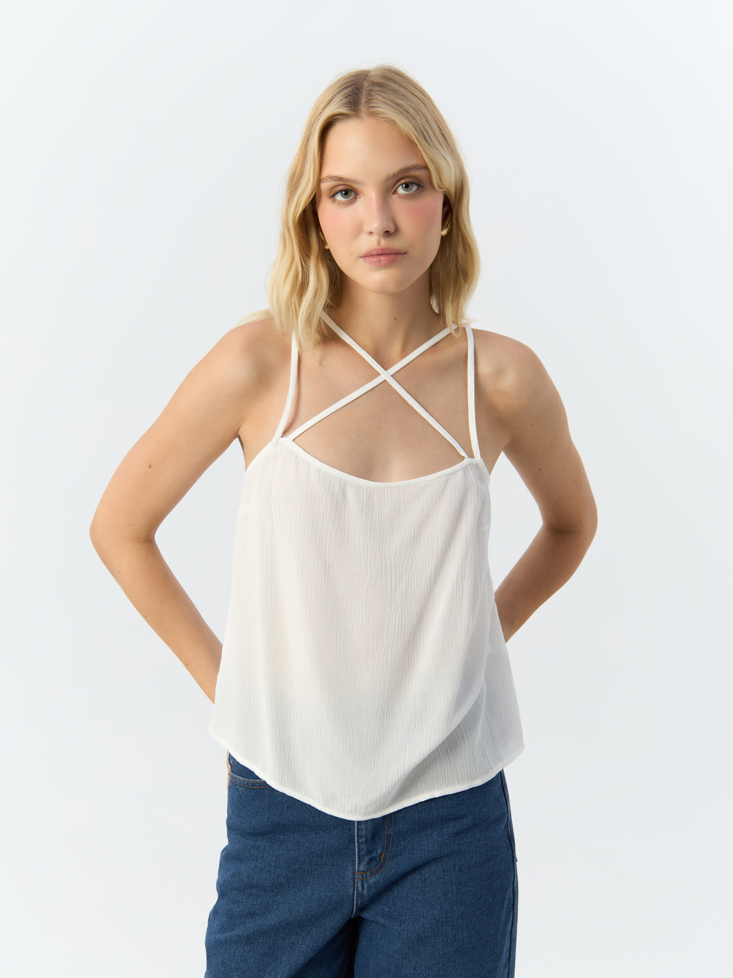 

Топ женский H&M 968550001 белый 40 EU, 968550