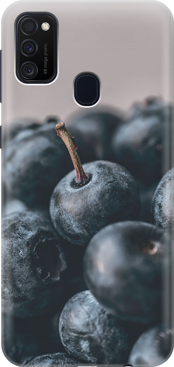 

Силиконовый чехол на Samsung Galaxy M21/M30s с принтом "Голубика", Розовый;черный, 7354