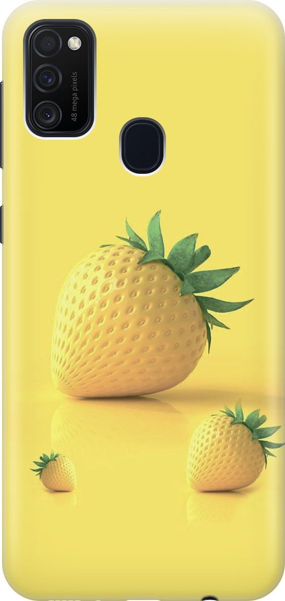 

Силиконовый чехол на Samsung Galaxy M21/M30s с принтом "Желтая клубника", Черный, 7354