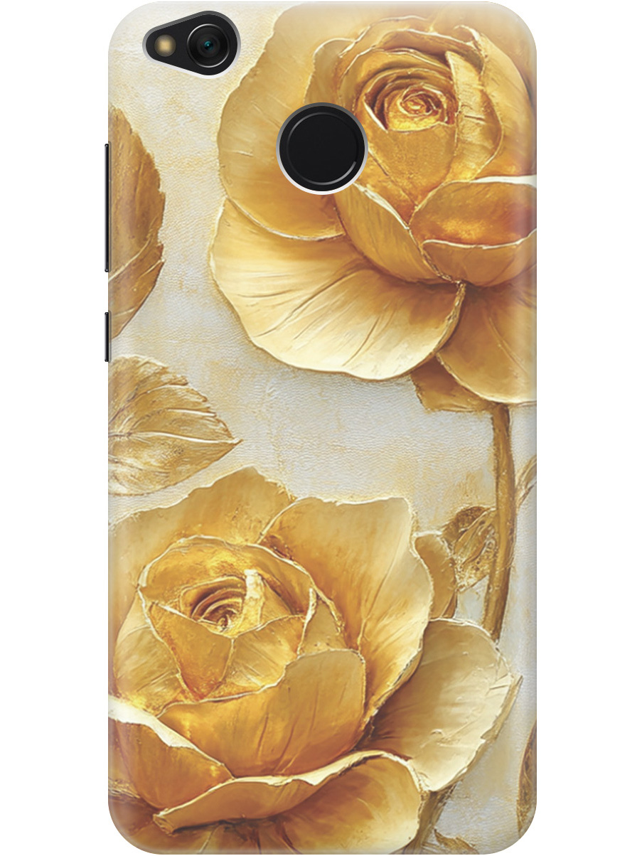 

Силиконовый чехол на Xiaomi Redmi 4X с принтом "Золотые розы", Прозрачный;золотистый;белый, 714398823