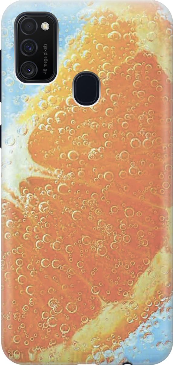 

Силиконовый чехол на Samsung Galaxy M21/M30s с принтом "Долька апельсина", Голубой;оранжевый, 7354