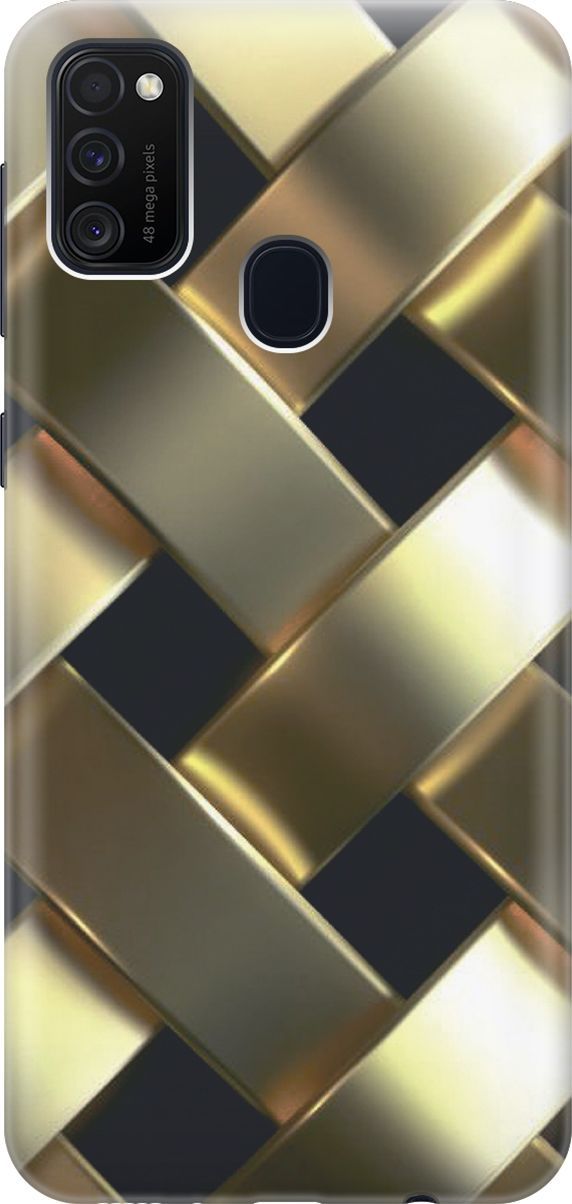 

Силиконовый чехол на Samsung Galaxy M21/M30s "Золотистое плетение", Золотистый;черный, 7352