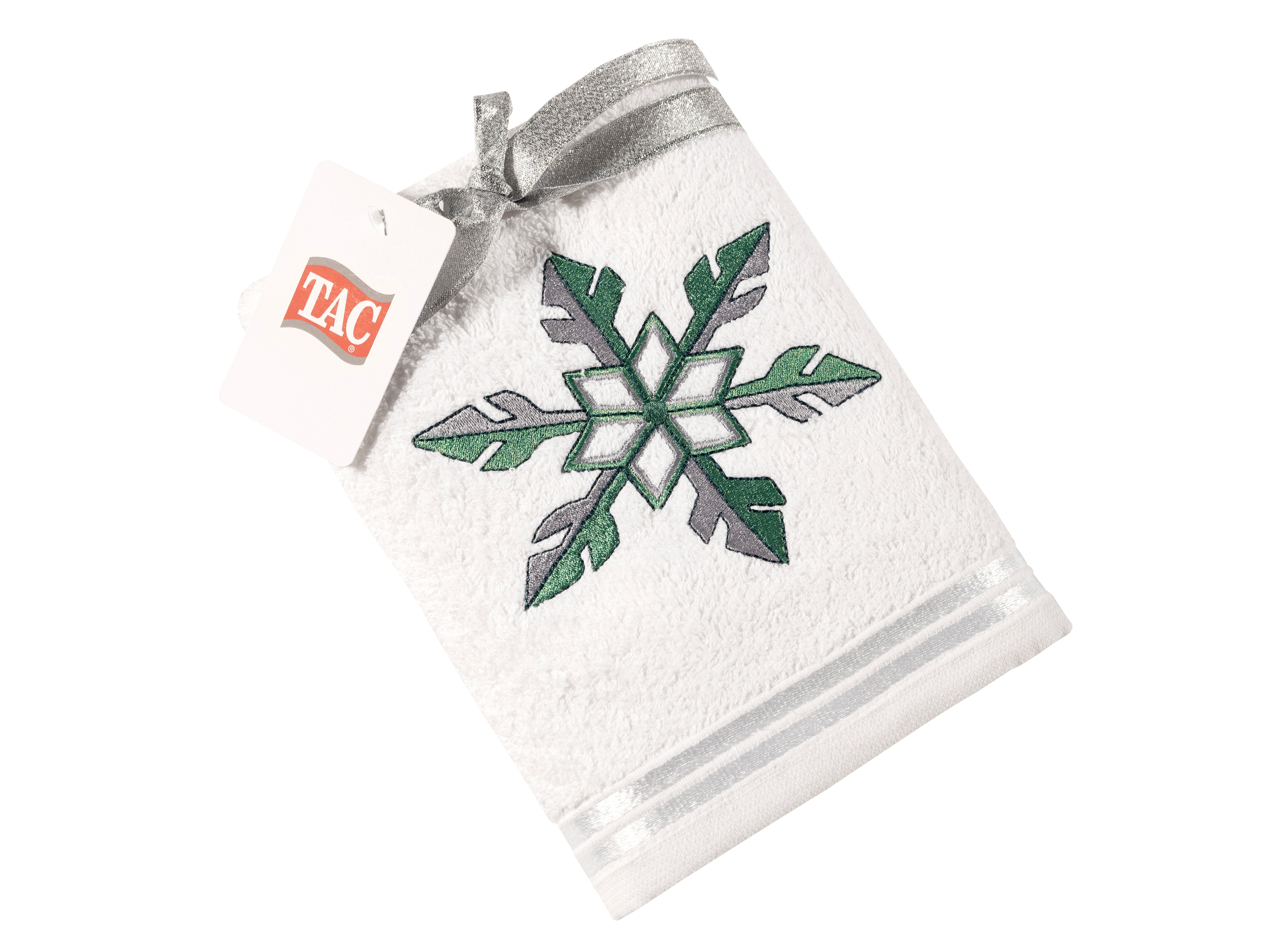 фото Подарочное полотенце tac, махровое, new year, 50*90, silver snowflake белое