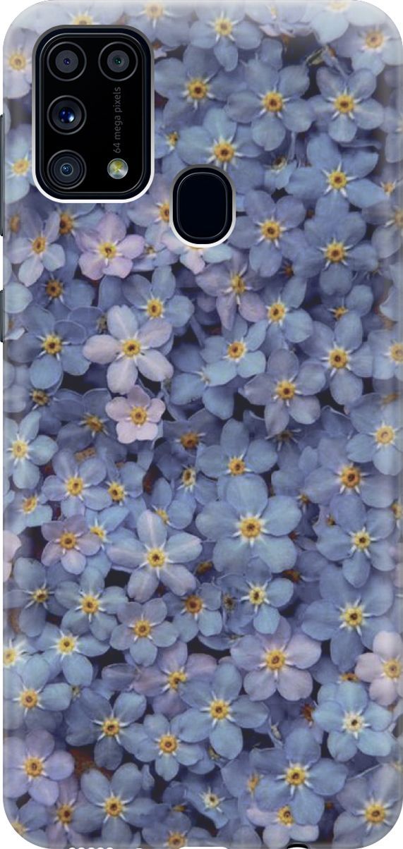 

Силиконовый чехол на Samsung Galaxy M31 с принтом "Голубые фиалки", Желтый;синий, 4665
