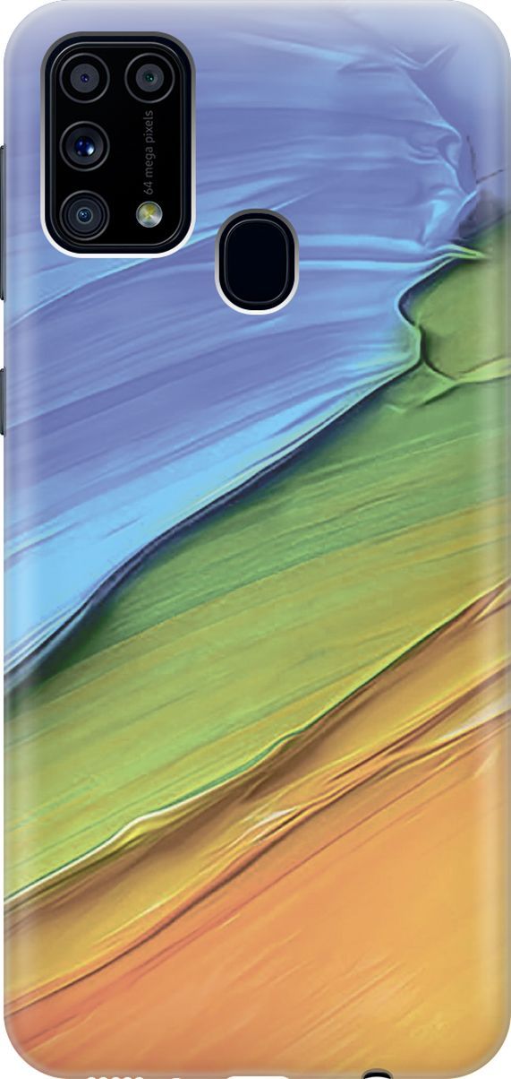 

Силиконовый чехол на Samsung Galaxy M31 с принтом "Желто-синие ткани", Голубой;оранжевый, 7357