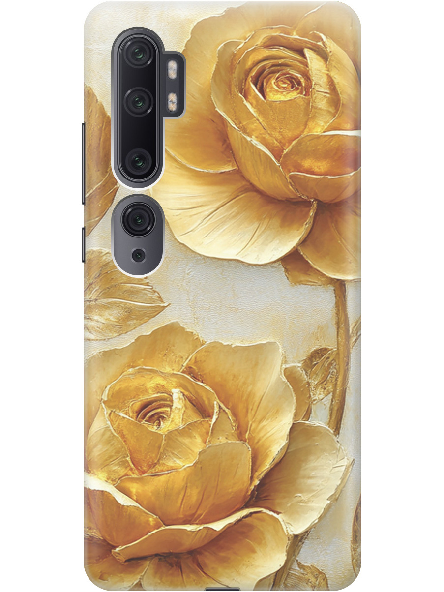 

Силиконовый чехол на Xiaomi Mi Note 10 / Note 10 Pro с принтом "Золотые розы", Прозрачный;золотистый;белый, 722362023