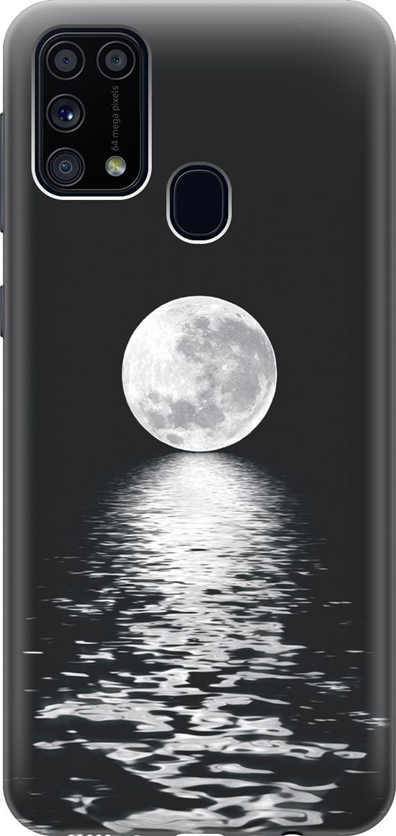

Силиконовый чехол на Samsung Galaxy M31 с принтом "Луна над морем", Белый;черный, 7358
