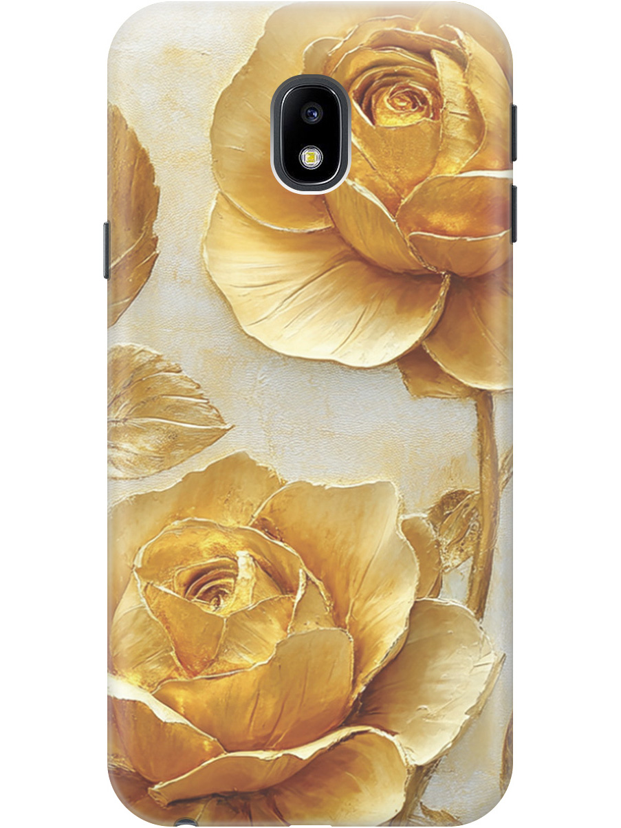 

Силиконовый чехол на Samsung Galaxy J3 (2017) с принтом "Золотые розы", Прозрачный;золотистый;белый, 713722223