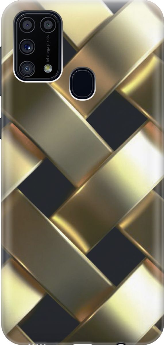 

Силиконовый чехол на Samsung Galaxy M31 "Золотистое плетение", Золотистый;черный, 7357