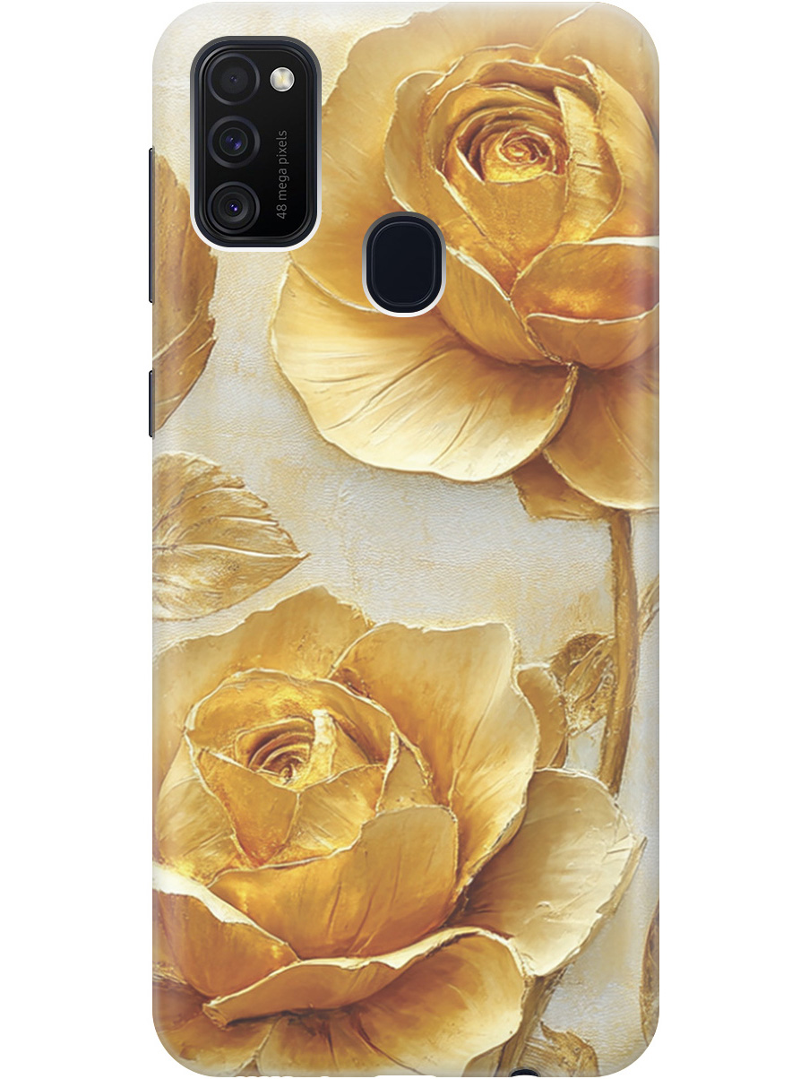 

Силиконовый чехол на Samsung Galaxy M21 / M30s с принтом "Золотые розы", Прозрачный;золотистый;белый, 723067623