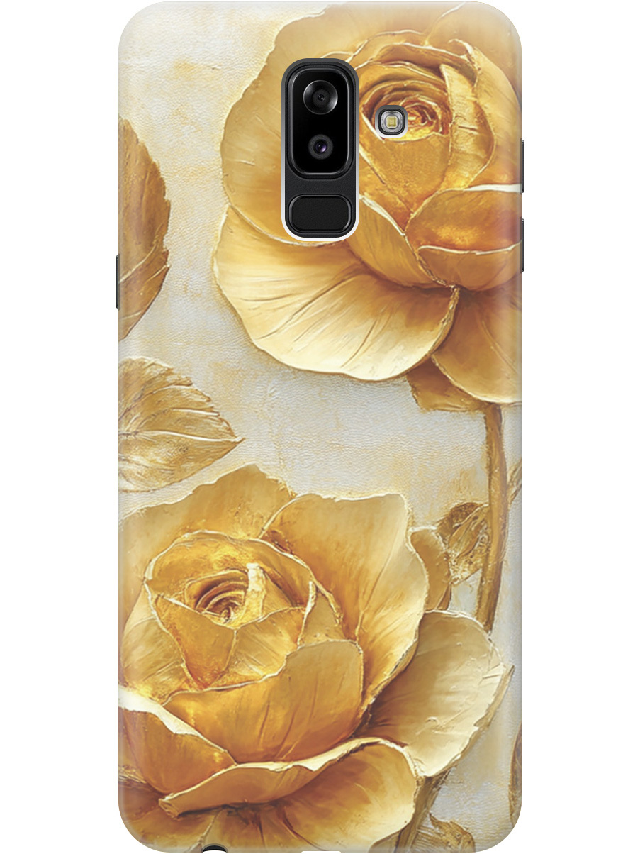 

Силиконовый чехол на Samsung Galaxy J8 с принтом "Золотые розы", Прозрачный;золотистый;белый, 718586823