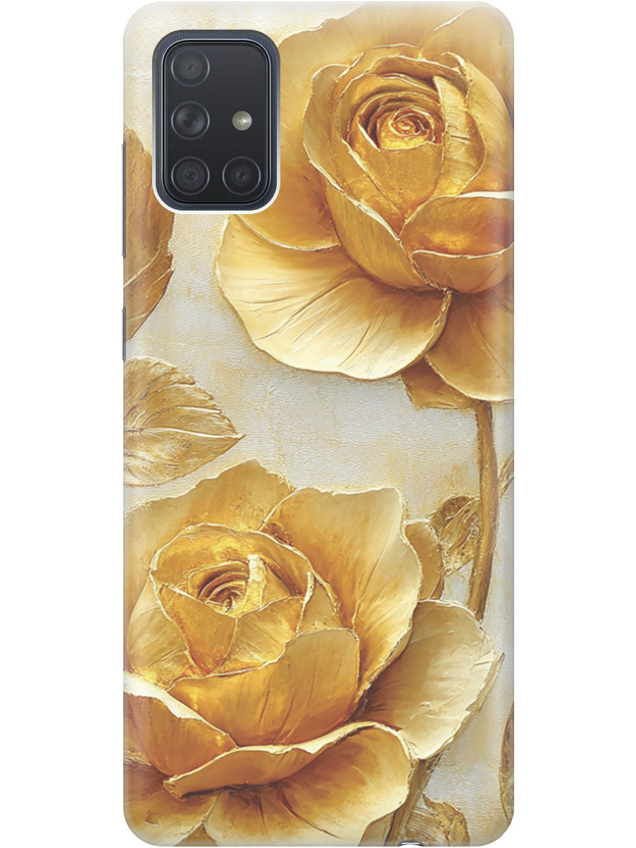 

Силиконовый чехол на Samsung Galaxy A71 с принтом "Золотые розы", Прозрачный;золотистый;белый, 722411423
