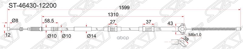 Трос Ручника Ty Corolla Ae/Ee10#/11# 91- (Барабан Тормоза) Lh (левый) Sat арт. ST-46430-12