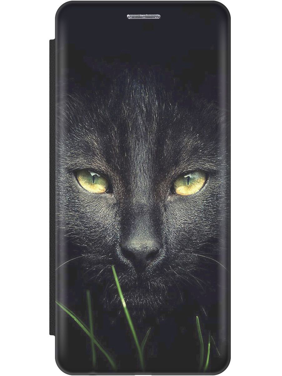 

Чехол-книжка на Samsung Galaxy A8 (2018) "Кошка в темноте" черный, 8246