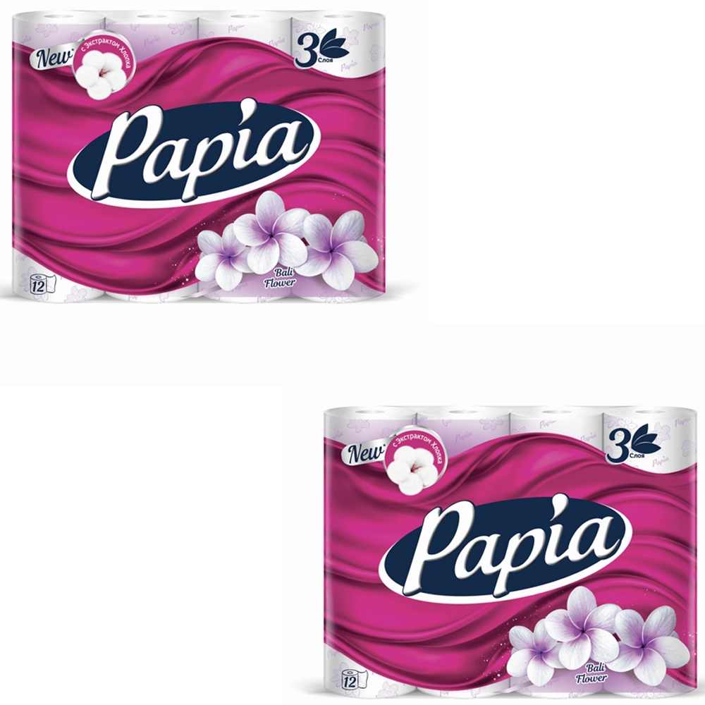 Бумага туалетная бытовая PAPIA спайка 12 шт. х 2уп. бумага ная самоклеящаяся а4 8 листов 4 а флюоресцентная 80 г м2