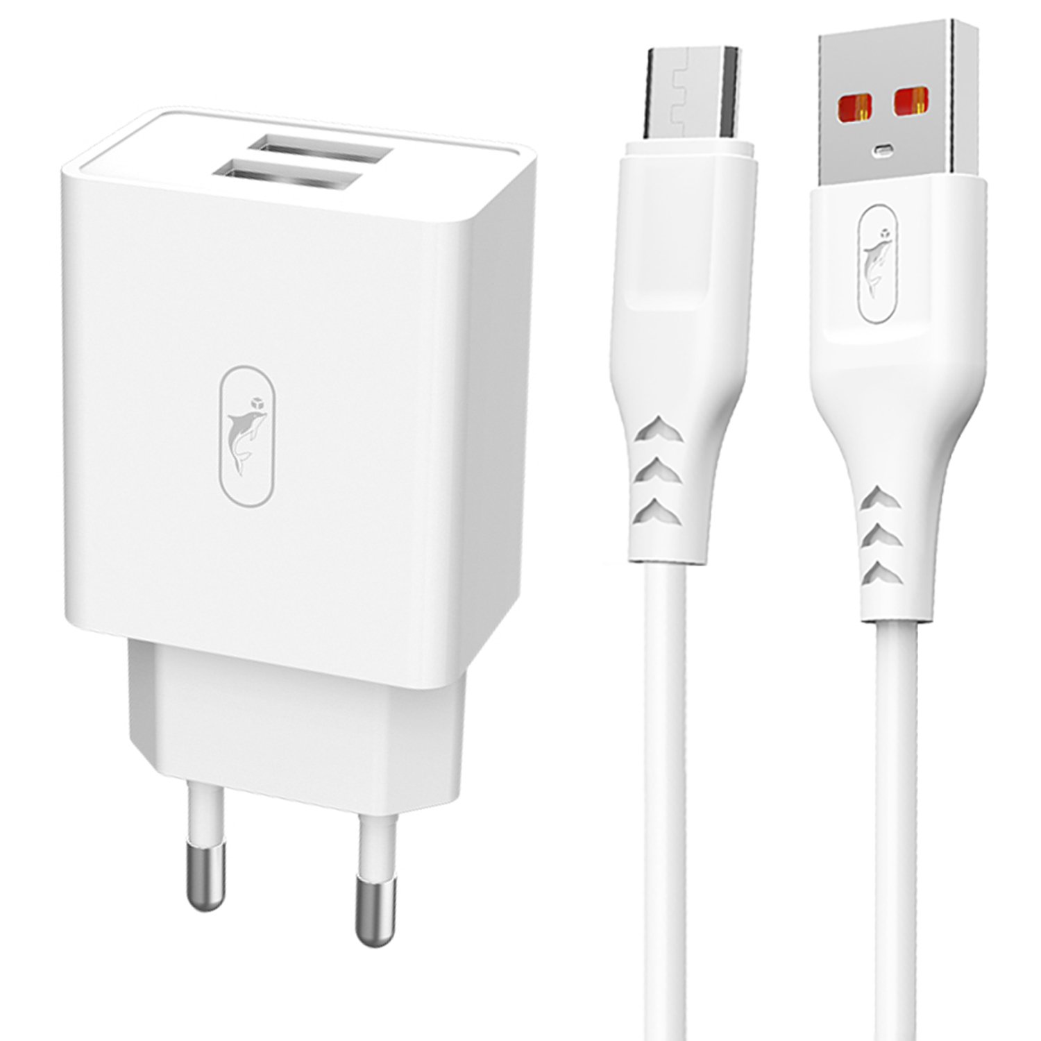 

Сетевое зарядное устройство SKYDOLPHIN SC30V (2USB/5V/2.1A) + кабель MicroUSB, белый