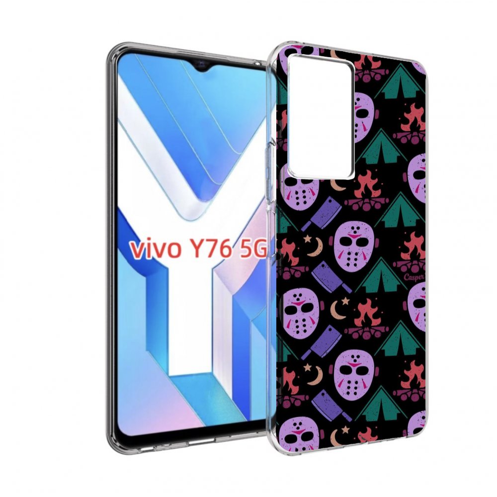 

Чехол MyPads фиолетовые маски для Vivo Y76 5G, Прозрачный, Tocco
