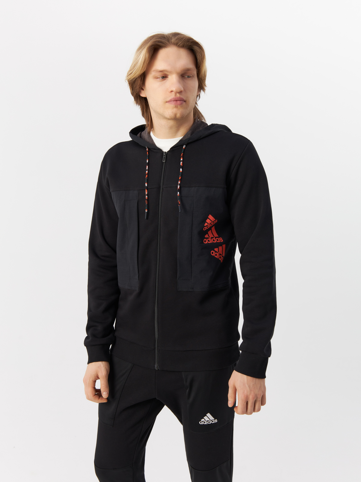 Толстовка мужская Adidas Essentials Brandlove Fleece Full-Zip Hoodie черная 2XL