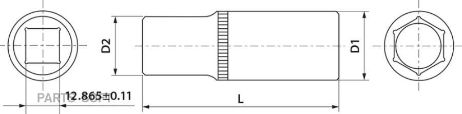 Головка торцевая глубокая 1/2inchDR, 13 мм