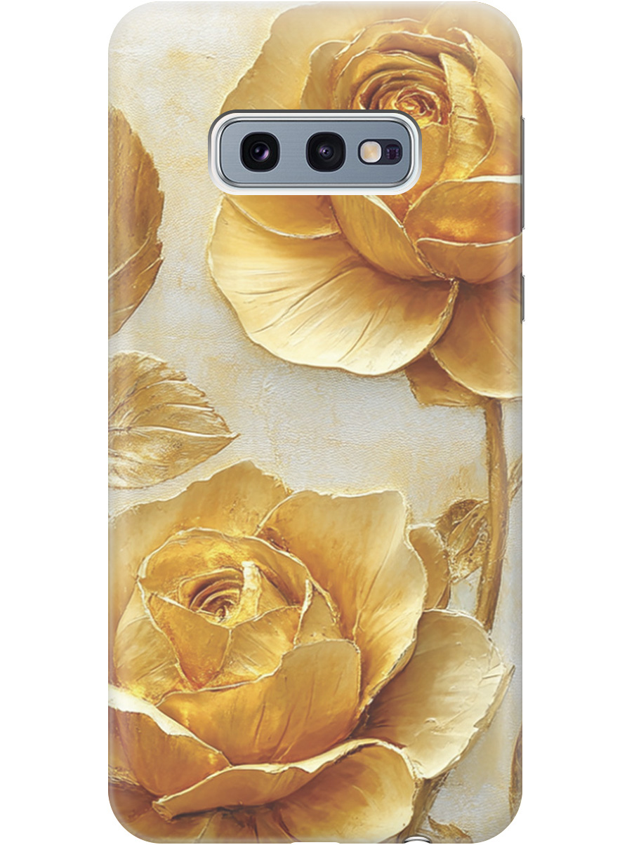 

Силиконовый чехол на Samsung Galaxy S10e с принтом "Золотые розы", Прозрачный;золотистый;белый, 720461223